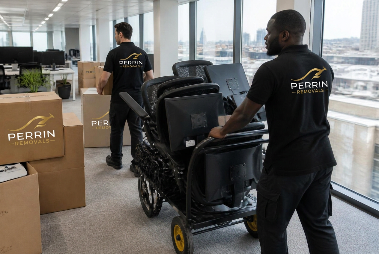 Perrin Removals team handling a modern office relocation